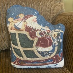 Weighted Santa On Rooftop Tapestry Pillow Doorstop